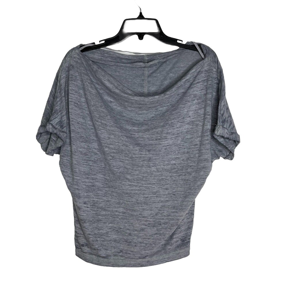 WE THE FREE Astrid Gray Short Sleeve Cowl Neck Cropped Top Size Small